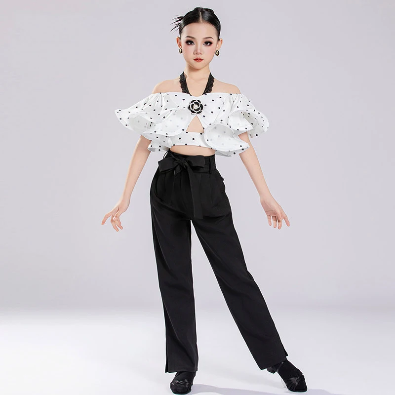 Children'S Tango Ballroom Dance Suits Ruffled Latin Top Black Pants Girls Latin Dance Competition Costume Stage Wear SL15412
Children'S Tango Ballroom Dance Suits Ruffled Latin Top Black Pants Girls Latin Dance Competition Costume Stage Wear SL15412