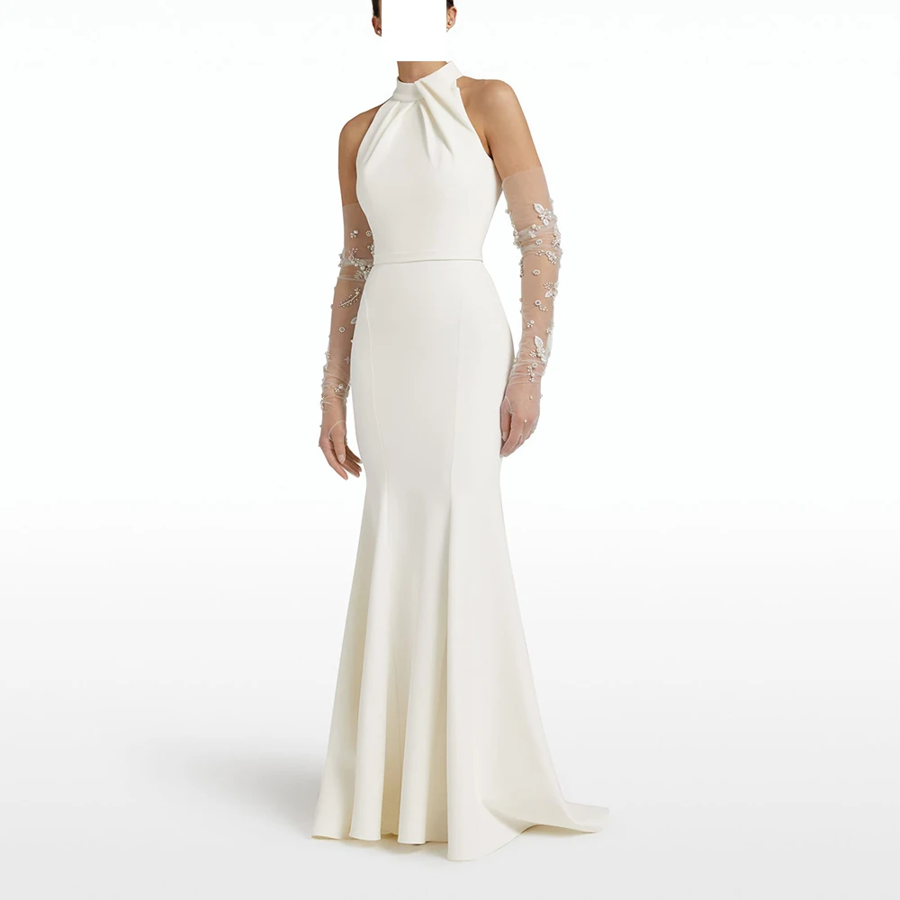 CustomizedGraceful and Temperament Solid Color Jersey Pearls Appliques Lace Wedding Dress Mermaid Sweep Train Open Back Detachab
CustomizedGraceful and Temperament Solid Color Jersey Pearls Appliques Lace Wedding Dress Mermaid Sweep Train Open Back Detachab