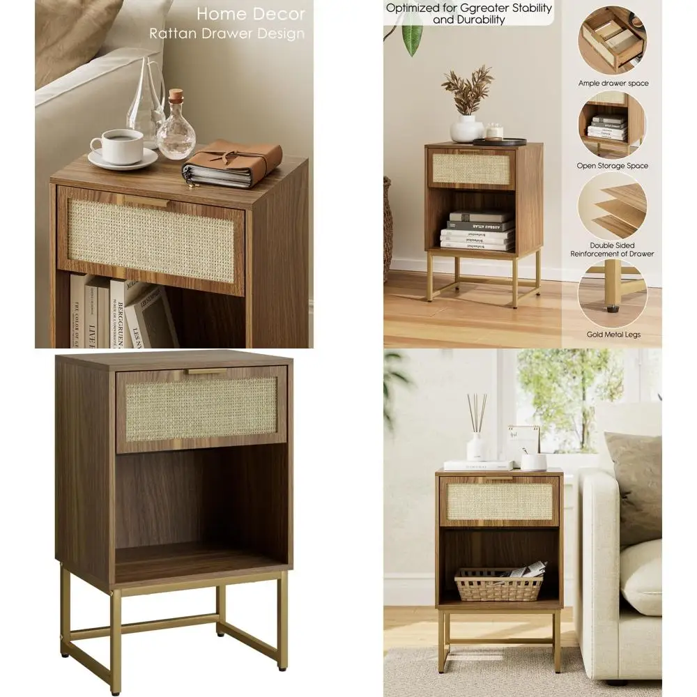 Прикроватная тумбочка в стиле бохо-фармхаус цвета орехового дерева с выдвижным ящиком для хранения, для спальни, гостиной, офиса
Прикроватная тумбочка в стиле бохо-фармхаус цвета орехового дерева с выдвижным ящиком для хранения, для спальни, гостиной, офиса