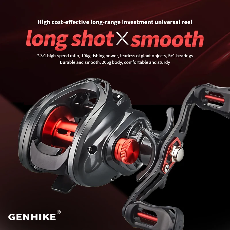 Genhike Micro Monster 7.3:1 10kg High Drag Power Shallow Spool Light Coil New Fishing Reel Metal Baitcasting Reel
Genhike Micro Monster 7.3:1 10kg High Drag Power Shallow Spool Light Coil New Fishing Reel Metal Baitcasting Reel