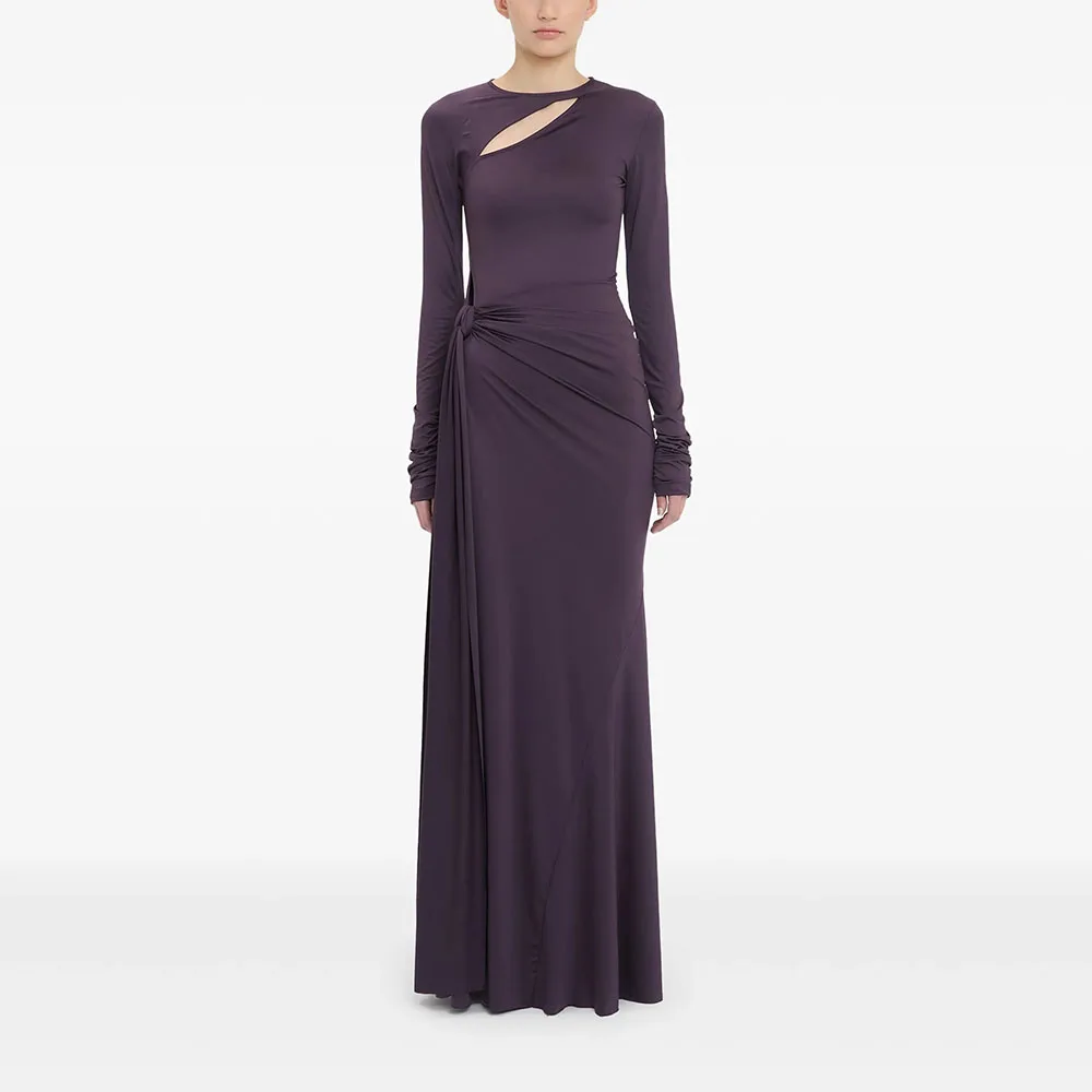 Simple Evening Dress O-Neck Long Sleeves Elegant Mermaid Jersey Pleat Evening Gowns Floor Length Prom Dresses Customized
Simple Evening Dress O-Neck Long Sleeves Elegant Mermaid Jersey Pleat Evening Gowns Floor Length Prom Dresses Customized