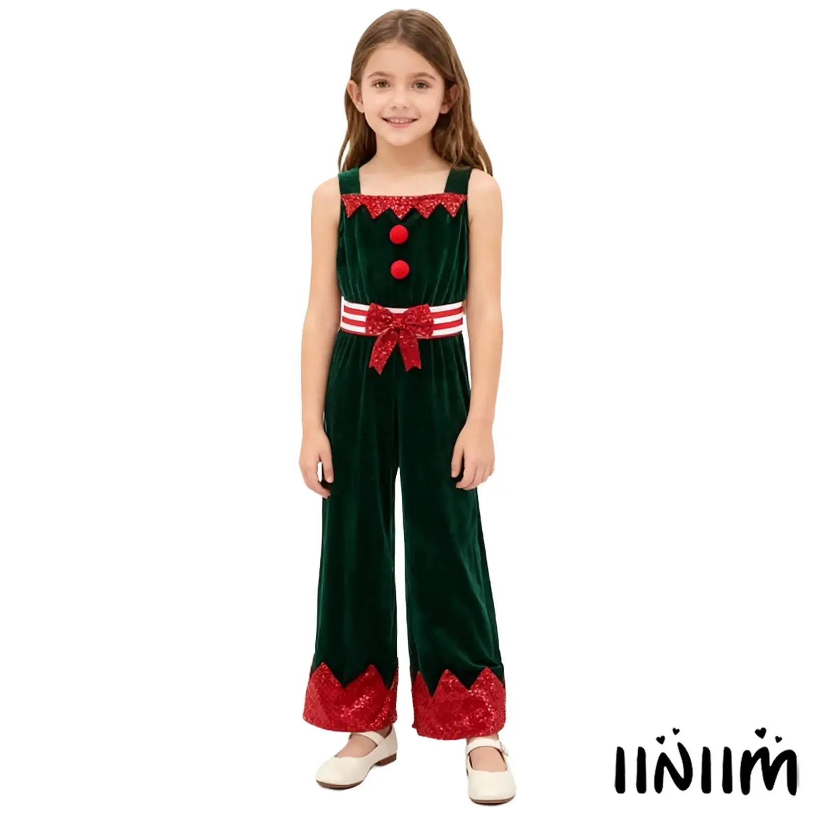 Kids Girls Christmas Elf Costumes Sleeveless Shoulder Straps Sequins Bow Long Pants Jumpsuit for Christmas Cosplay Theme Parties
Kids Girls Christmas Elf Costumes Sleeveless Shoulder Straps Sequins Bow Long Pants Jumpsuit for Christmas Cosplay Theme Parties