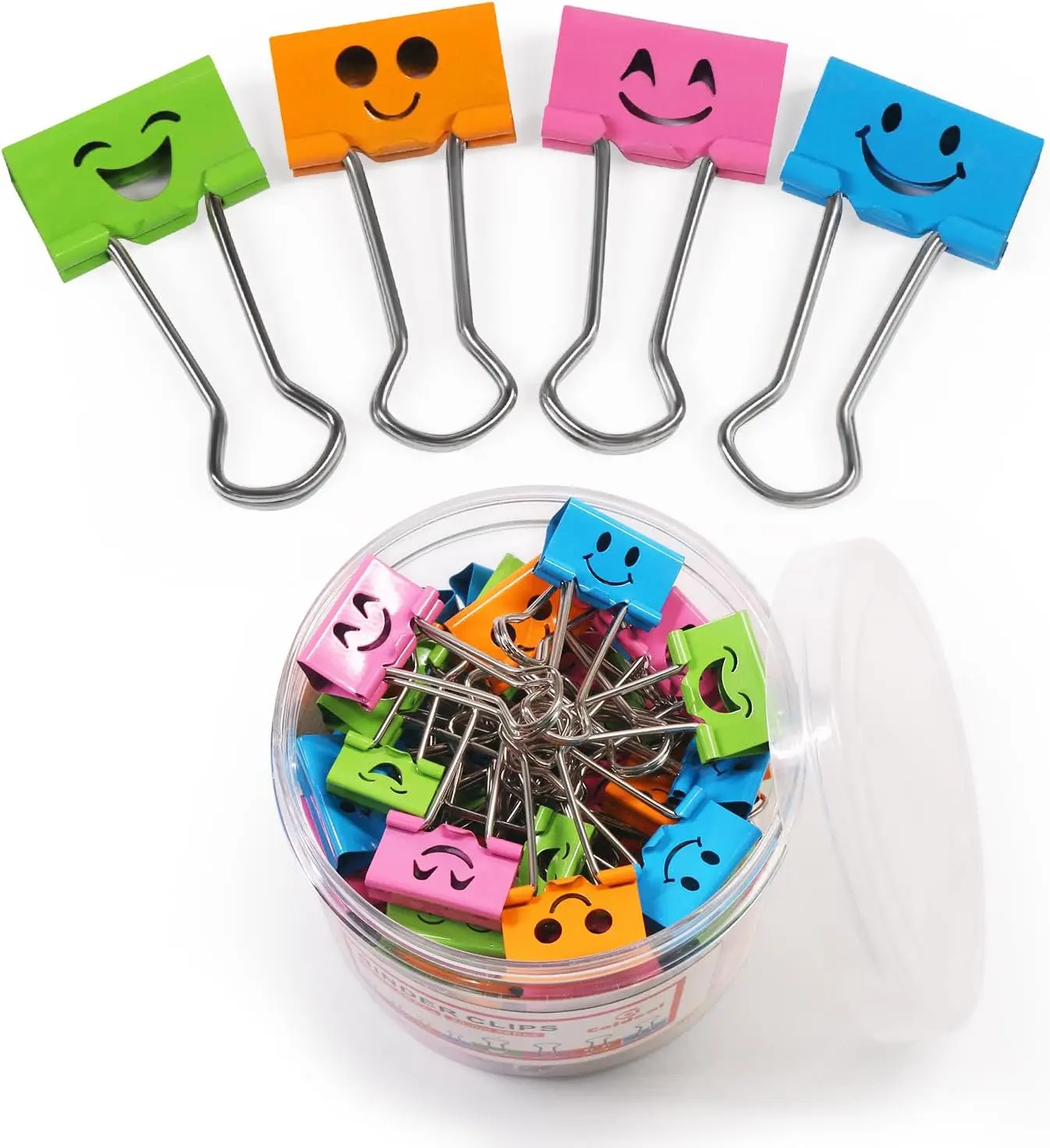 Smiley Face Binder Clips, 48 Pack 1 Inch Medium Metal Paper Clamps, Assorted Colors Hollow Design for Office School Home
Smiley Face Binder Clips, 48 Pack 1 Inch Medium Metal Paper Clamps, Assorted Colors Hollow Design for Office School Home