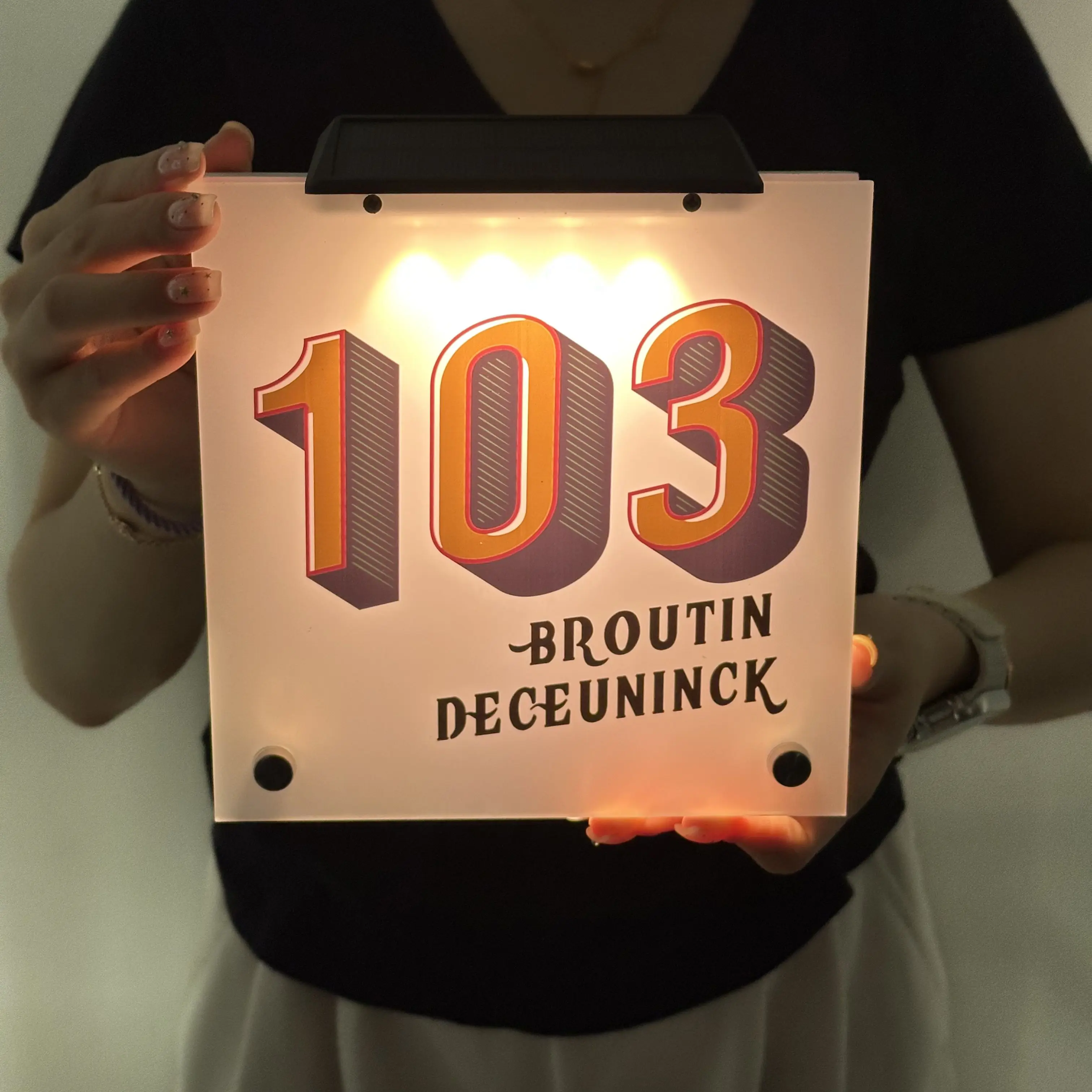 Personalized House Number With LED Solar House Sign UV Print illuminated House Number Outdoor Solar Lights Outdoor Door Sign
Personalized House Number With LED Solar House Sign UV Print illuminated House Number Outdoor Solar Lights Outdoor Door Sign