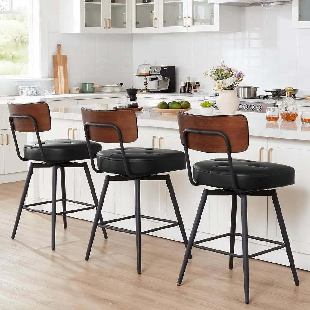Bar Stools Set o 3, Counter Height Bar Stools, ern 360°Swivel Counter Stools with Metal Legs, Leather Barstools or Kitchen Count
Bar Stools Set o 3, Counter Height Bar Stools, ern 360°Swivel Counter Stools with Metal Legs, Leather Barstools or Kitchen Count