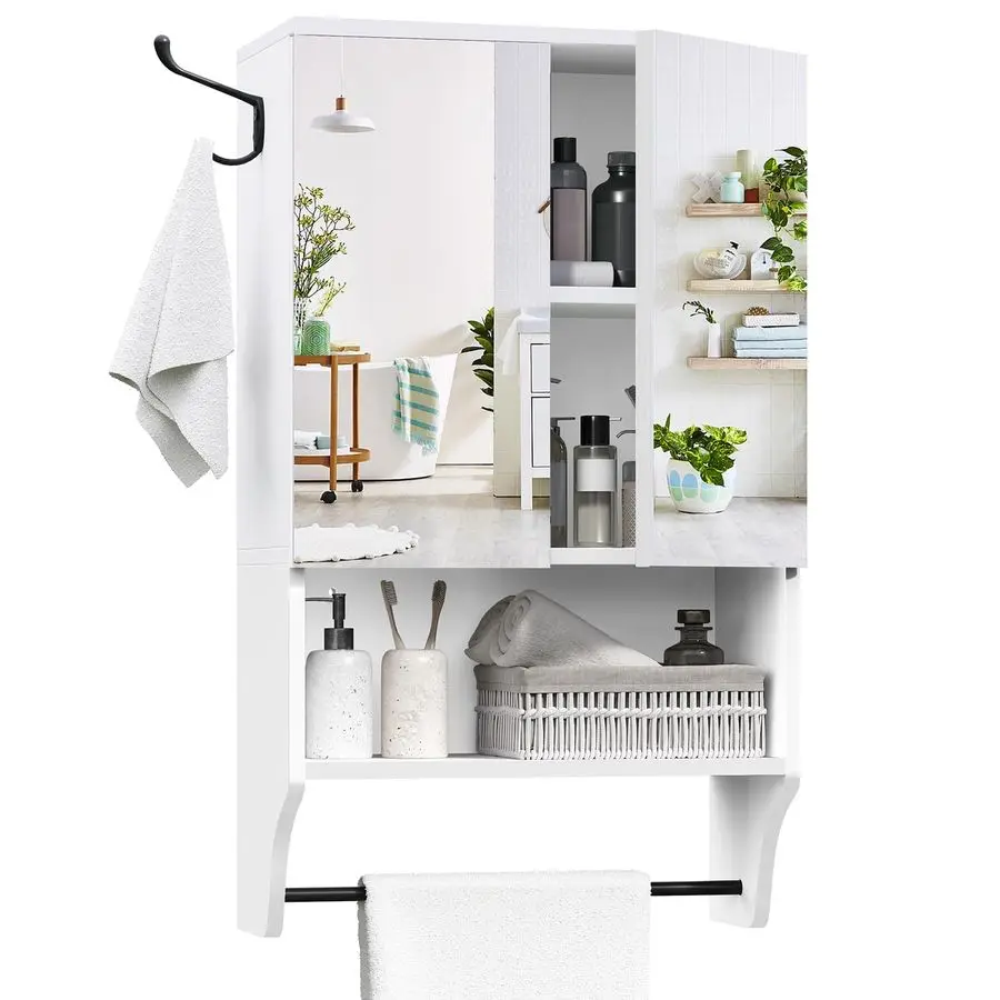 Wall Cabinet with Mirror, Medicine Cabinet with 2 Door and Adjustable Shelf, Wall Mounted Over The Toilet Storage Cabinet with T
Wall Cabinet with Mirror, Medicine Cabinet with 2 Door and Adjustable Shelf, Wall Mounted Over The Toilet Storage Cabinet with T