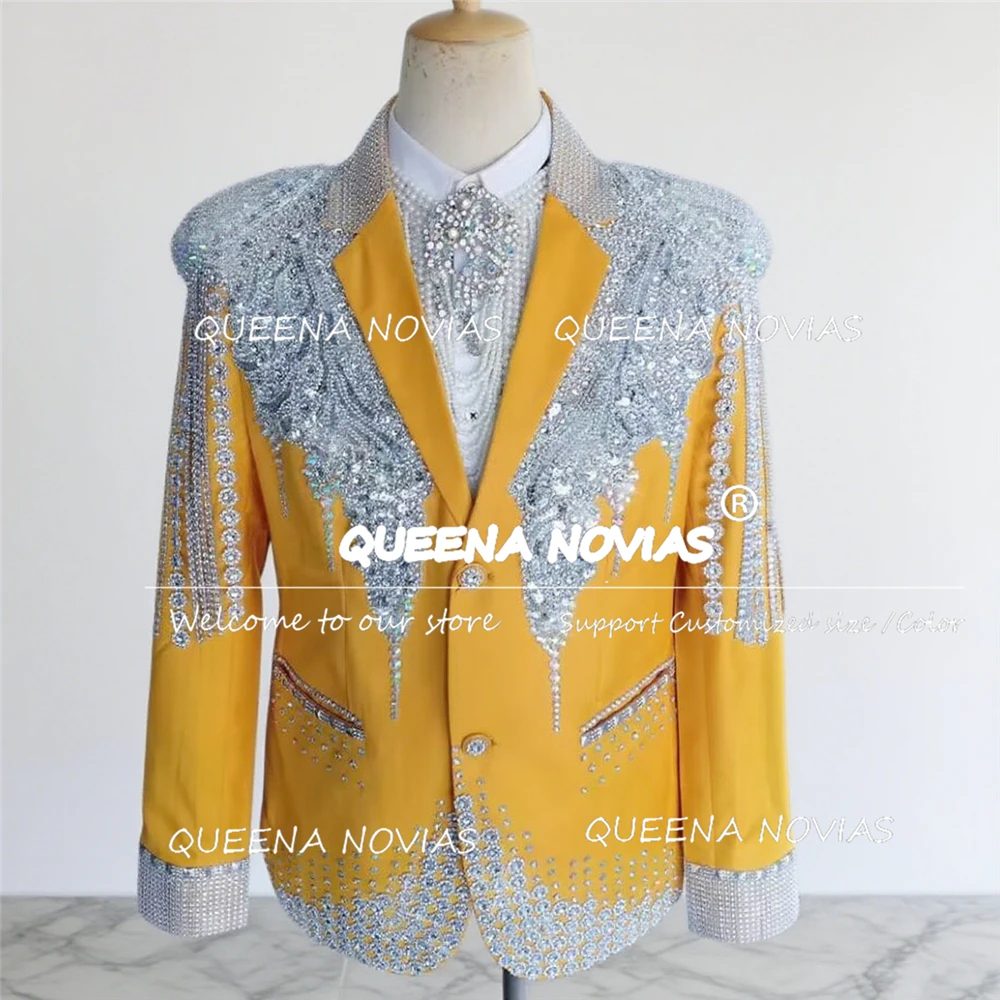 Exclusive Design Beaded Stones Suits Men 2 Pieces Sets Jacket Pants Customized Groom Party Wedding Tuxedos Terno Masculinos
Exclusive Design Beaded Stones Suits Men 2 Pieces Sets Jacket Pants Customized Groom Party Wedding Tuxedos Terno Masculinos