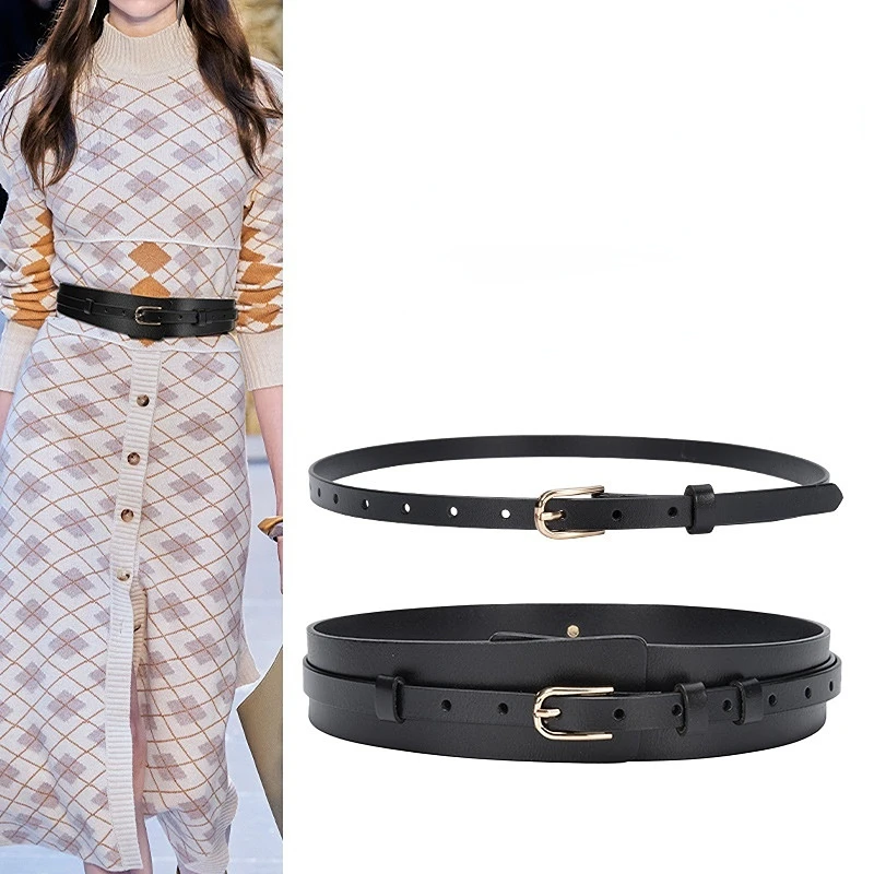 Korean Fashion Needle Button Cowhide Wide Belt Women's Autumn Winter Coat Windbreaker Decorative Leather Waistband
Korean Fashion Needle Button Cowhide Wide Belt Women's Autumn Winter Coat Windbreaker Decorative Leather Waistband