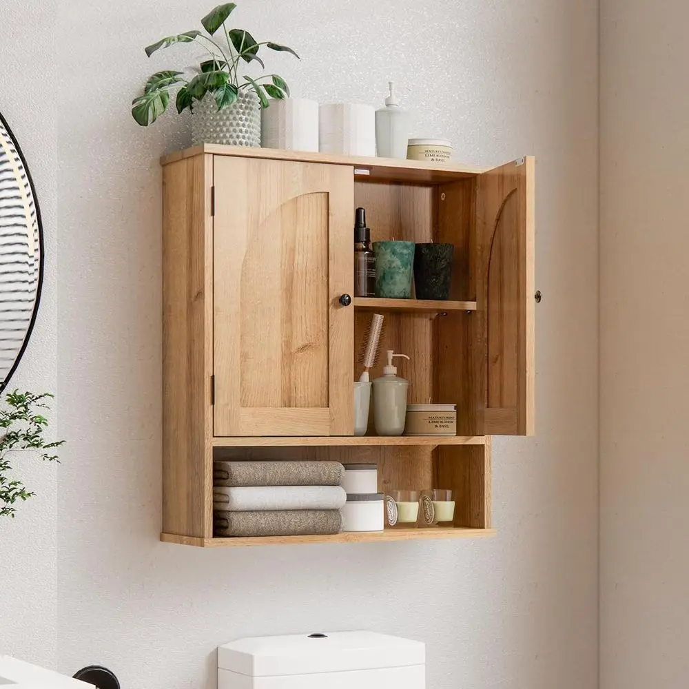 Arched Wall-Mounted Storage Cabinet for Bathroom, Kitchen, and Living Room with Adjustable Shelves - Natural Finish
Arched Wall-Mounted Storage Cabinet for Bathroom, Kitchen, and Living Room with Adjustable Shelves - Natural Finish