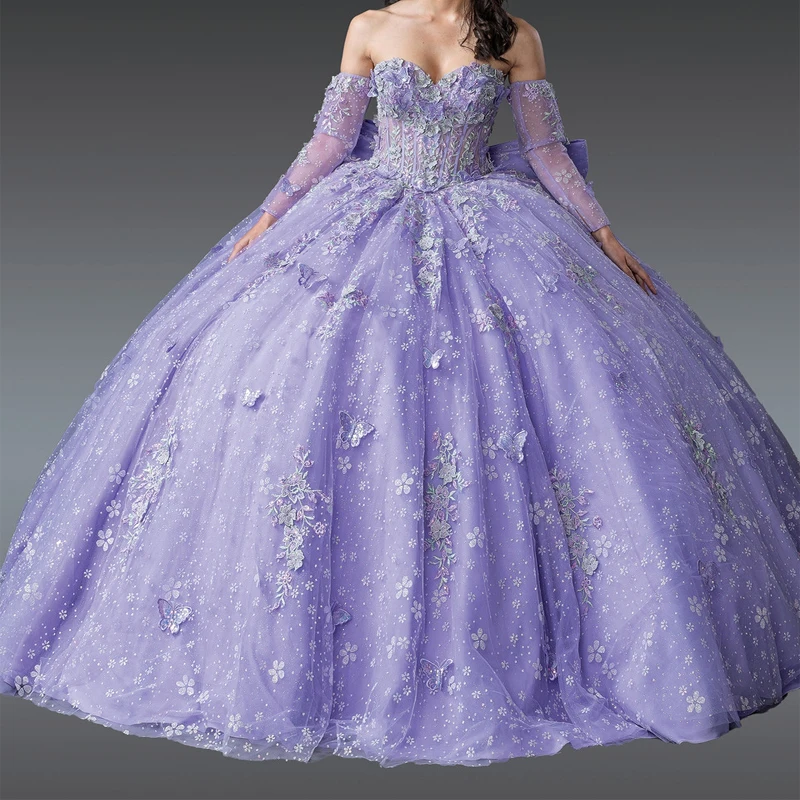 Lavender Shiny Quinceanera Dresses Ball Gown Off The Shoulder Applique Lace Bow Beads Tull Party Birthday Sweet 16 Vestidos 15
Lavender Shiny Quinceanera Dresses Ball Gown Off The Shoulder Applique Lace Bow Beads Tull Party Birthday Sweet 16 Vestidos 15