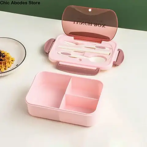 Dayanıklı Çatal Bıçak Takımı Öğrenci Öğle Yemeği Kutusu Sızdırmaz Mikrodalgada Kullanılabilir Gıda Saklama Kabı Dikdörtgen 1200ml Piknik Kutusu Kamp