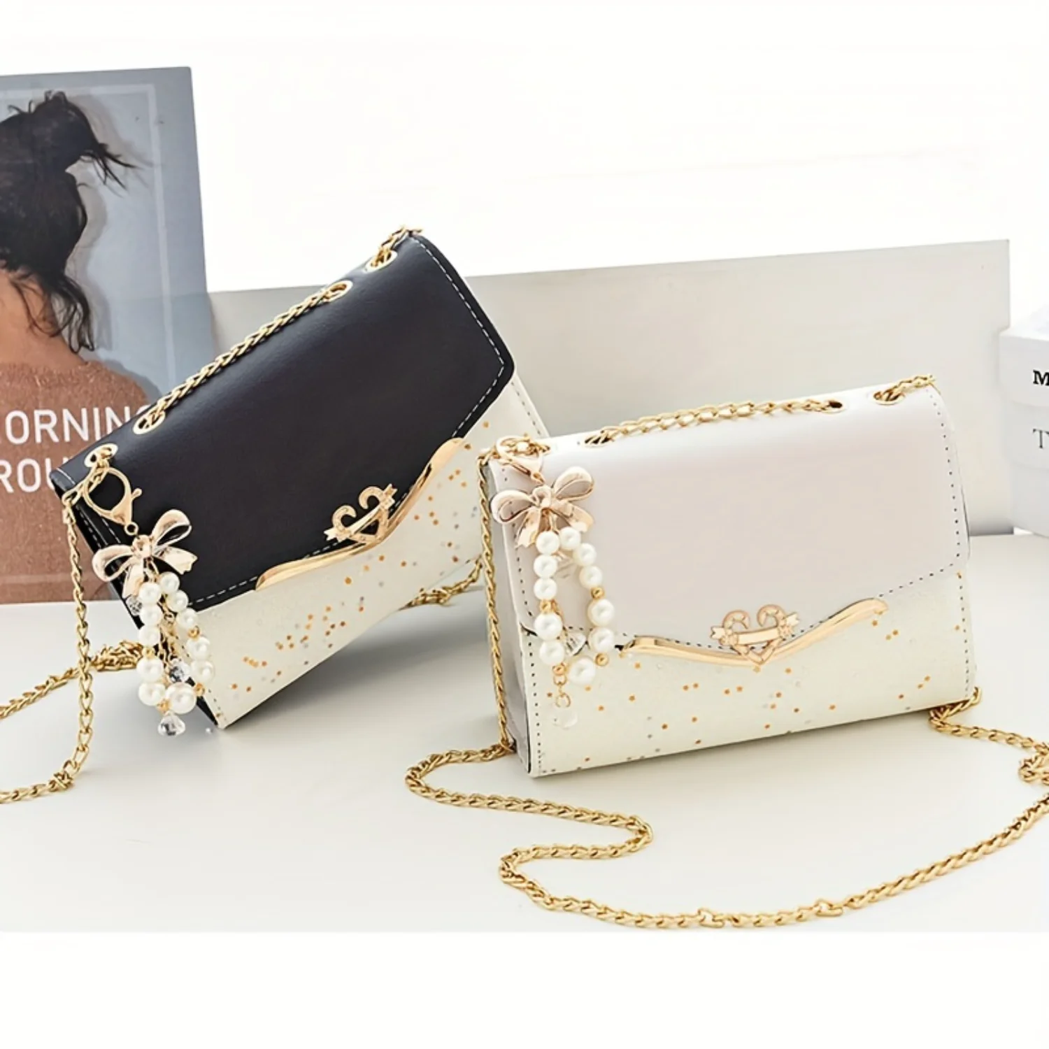 Sequins Crossbody Bag, Fashion Chain Shoulder Bag, Heart & Bow Decor Square Purse For Women Desk organizer Packing bags Red bag
Sequins Crossbody Bag, Fashion Chain Shoulder Bag, Heart & Bow Decor Square Purse For Women Desk organizer Packing bags Red bag