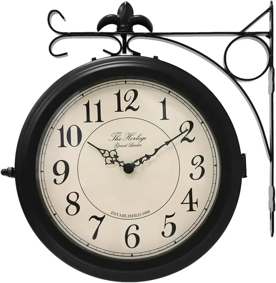 66276B Double Sided Metal Wall Clock with Black Frame.Dial: 10-Inch,Quiet,Easy Read,Retro Station,Antique Hanging Clocks for Gar
66276B Double Sided Metal Wall Clock with Black Frame.Dial: 10-Inch,Quiet,Easy Read,Retro Station,Antique Hanging Clocks for Gar