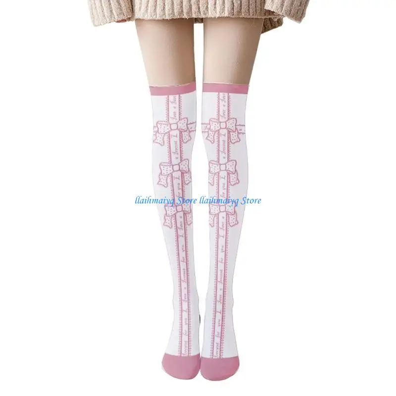 573B Japanese Thigh High Stockings Women Girls Sweet Candy Color for Cross Lace Bowknot Printed Over Knee Socks
573B Japanese Thigh High Stockings Women Girls Sweet Candy Color for Cross Lace Bowknot Printed Over Knee Socks