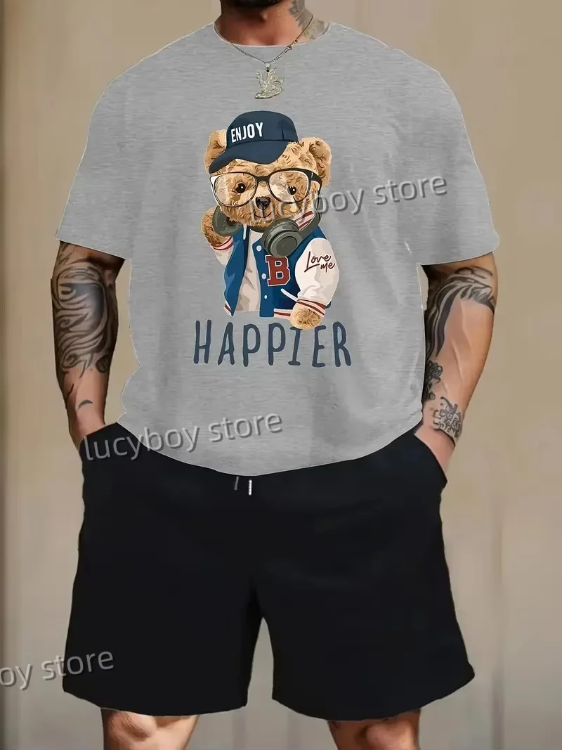 Men's Men's Short-Sleeved T-Shirt And Shorts Suit Summer Polyester Bear Printing Short-Sleeved Suit Large Size 2 Pieces Set
Men's Men's Short-Sleeved T-Shirt And Shorts Suit Summer Polyester Bear Printing Short-Sleeved Suit Large Size 2 Pieces Set