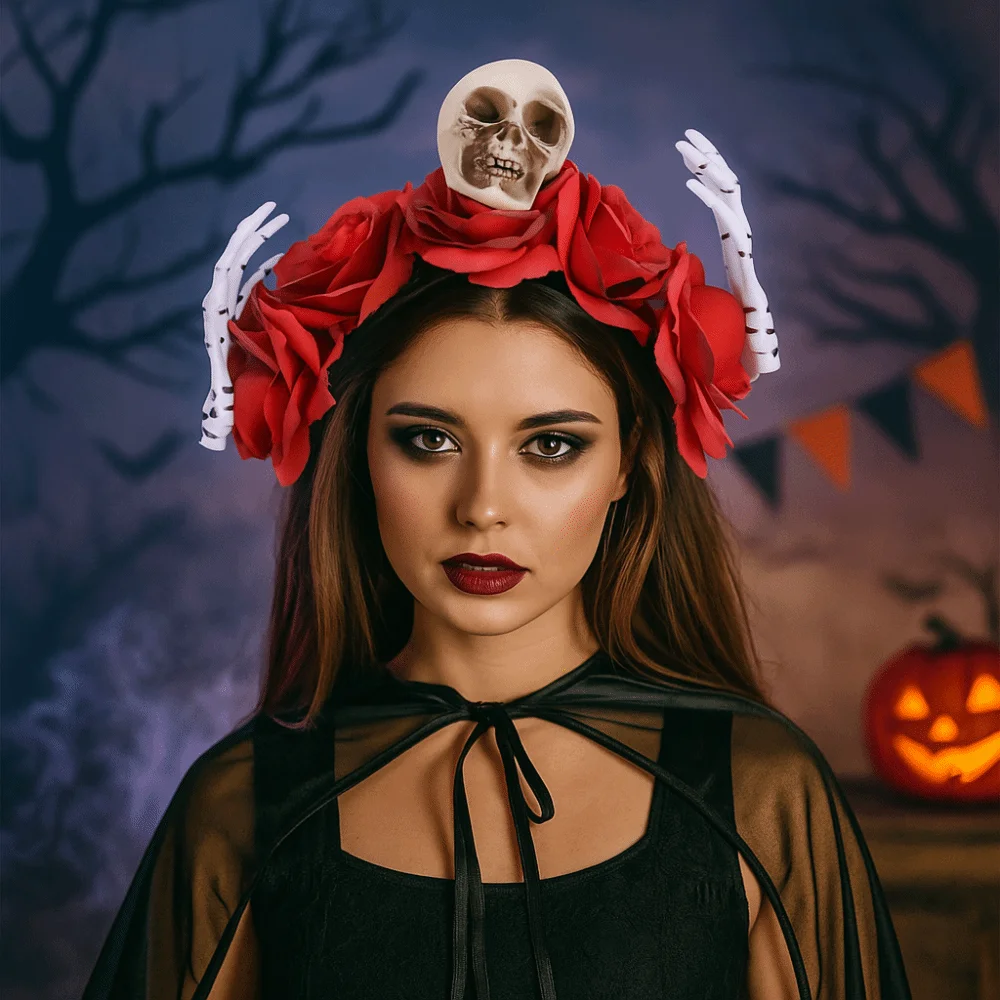 Headwear Rose Flower Halloween Headband Skull Gothic Branch Hair Hoop Non-slip Bat Halloween Flower Crown Holiday Decor
Headwear Rose Flower Halloween Headband Skull Gothic Branch Hair Hoop Non-slip Bat Halloween Flower Crown Holiday Decor