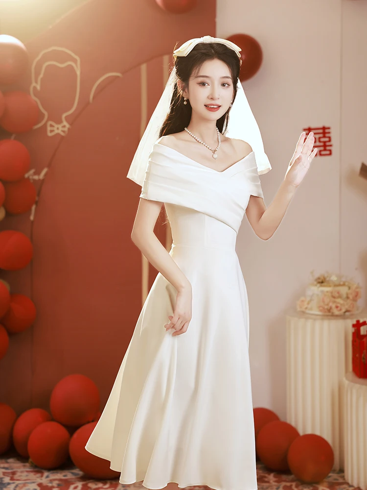 Elegant White One-Shoulder Dress Wedding Dress Formal Evening Gown Women's Engagement Dress Polyester Spandex Material
Elegant White One-Shoulder Dress Wedding Dress Formal Evening Gown Women's Engagement Dress Polyester Spandex Material