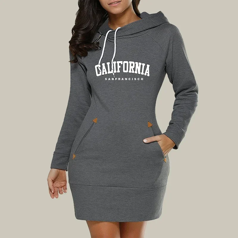 California Autumn Womens Dress Neck Side Zipper Fashion Print Long Sleeve Hooded Sports Skirt Hot Sales Casual Knee-Length Dress
California Autumn Womens Dress Neck Side Zipper Fashion Print Long Sleeve Hooded Sports Skirt Hot Sales Casual Knee-Length Dress