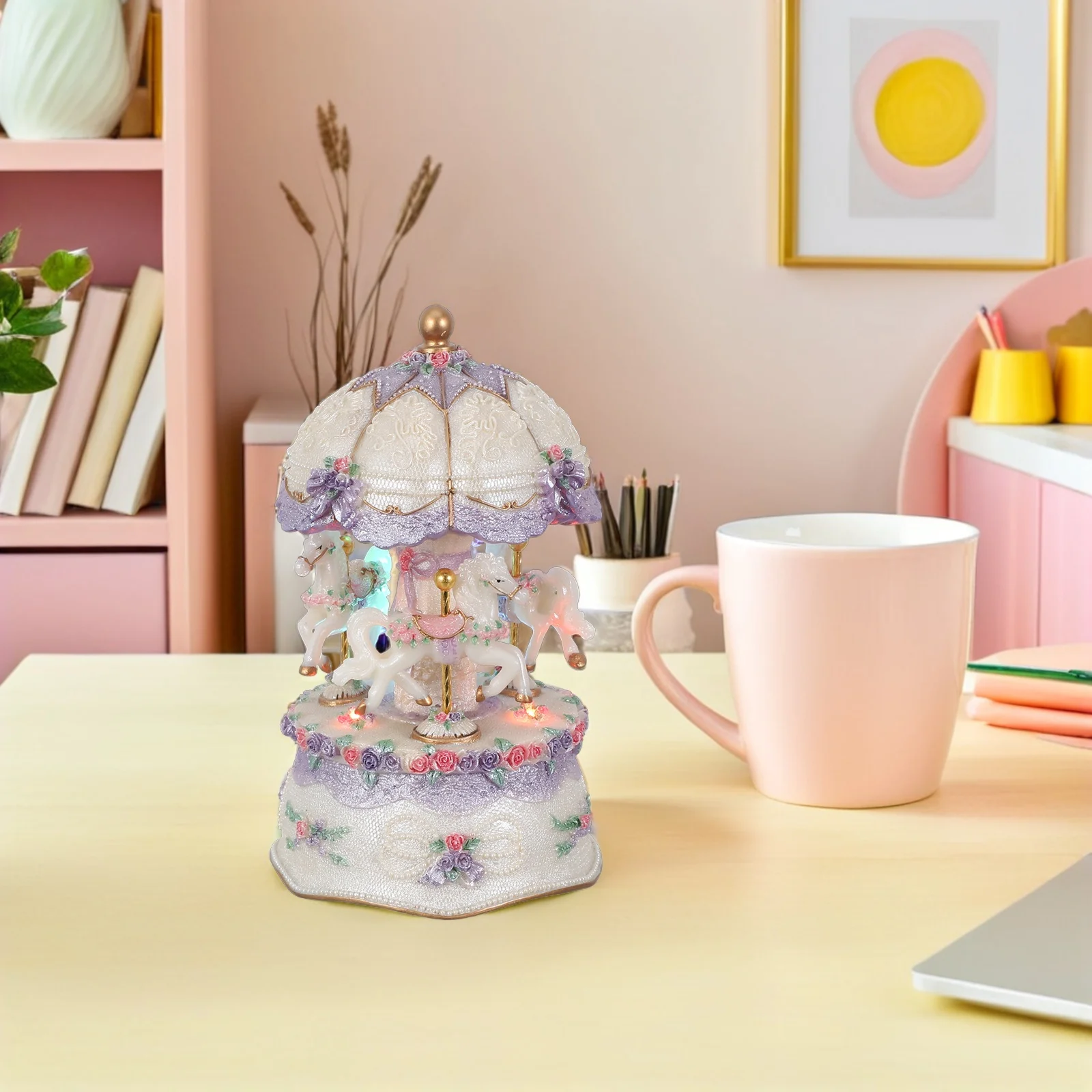 Rotating Carousel Music Box 3-Horse Vintage Led Light Up Musical Decor For Christmas Valentine Kids Girls Tabletop Gift
Rotating Carousel Music Box 3-Horse Vintage Led Light Up Musical Decor For Christmas Valentine Kids Girls Tabletop Gift