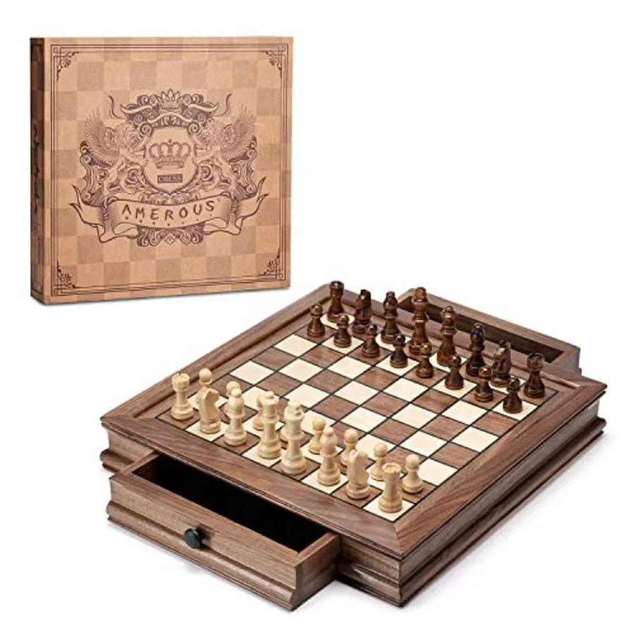 Magnetic Wooden Chess Set for beginners, kids and adults: walnut board 12.8 x 12.8,natural wood color, built-in storage drawers
Magnetic Wooden Chess Set for beginners, kids and adults: walnut board 12.8 x 12.8,natural wood color, built-in storage drawers