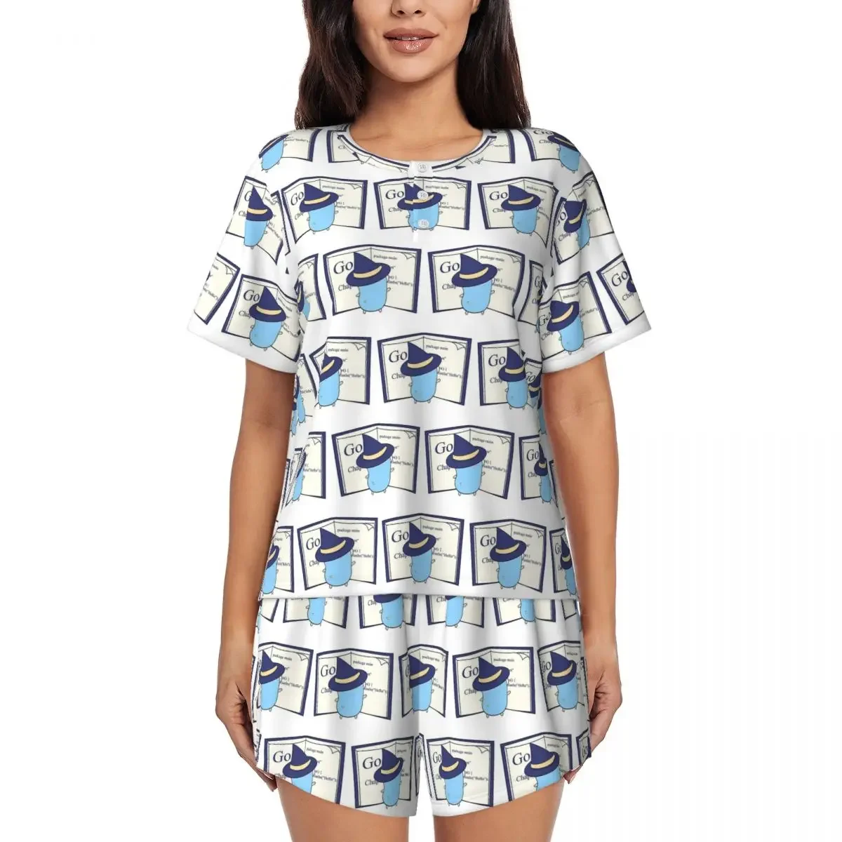 The Go Gopher Golang Witch Learning Round Neck Short Sleeve Nightgowns for Sleeping Women Soft Pajama Set Short Pants
The Go Gopher Golang Witch Learning Round Neck Short Sleeve Nightgowns for Sleeping Women Soft Pajama Set Short Pants