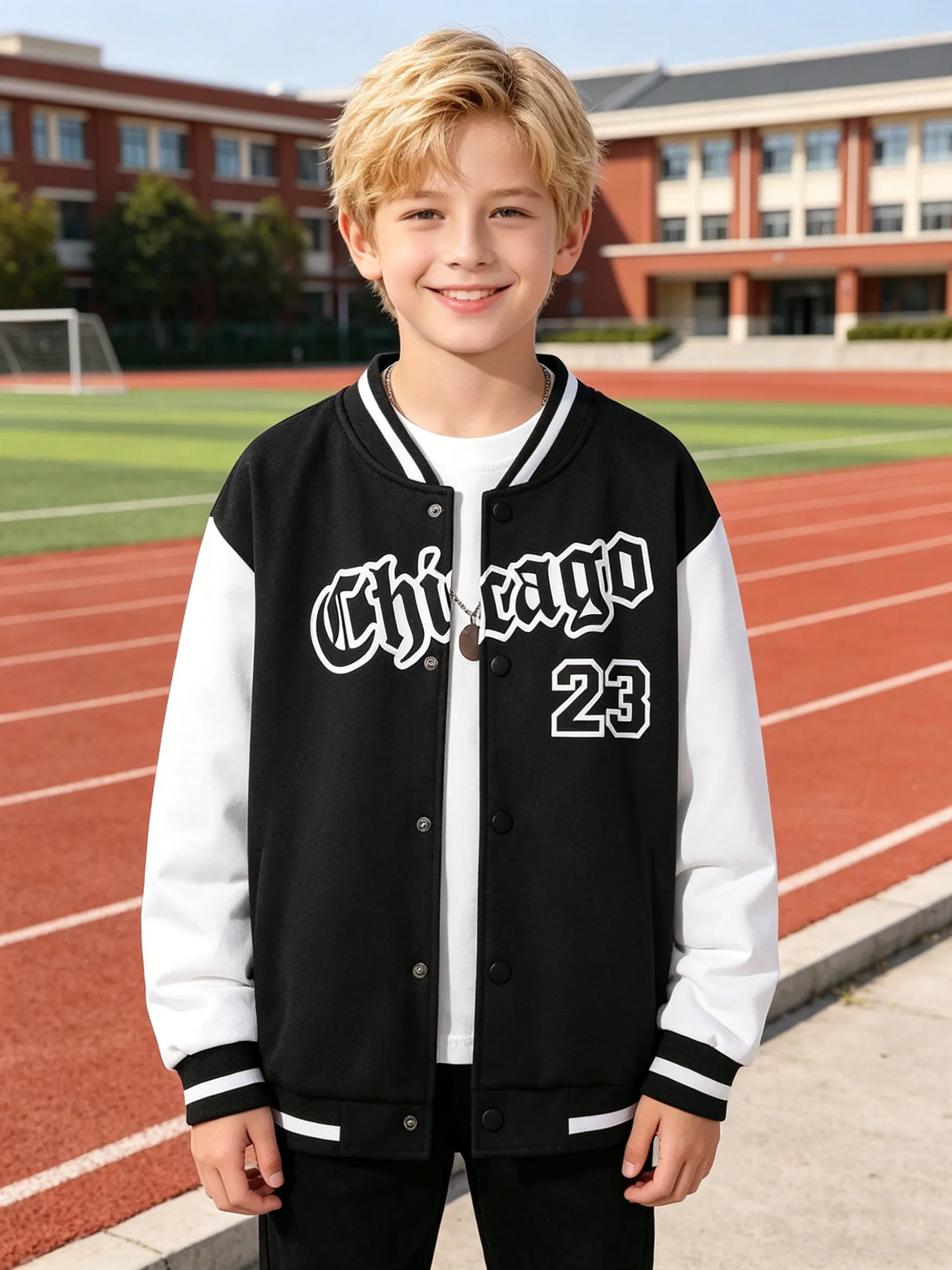 Boys' fashionable jacket for spring and autumn, boys' outdoor casual letter pattern multifunctional top with long sleeves
Boys' fashionable jacket for spring and autumn, boys' outdoor casual letter pattern multifunctional top with long sleeves