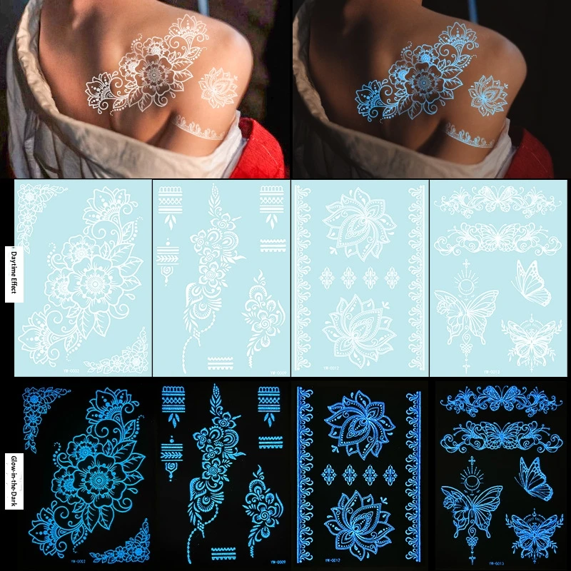 Blue Luminous Lace Flash Tattoo Sticker Girls Waterproof Glow-in-the-Dark Transfer Tattoo StickerTemporary Tattoo for Women
Blue Luminous Lace Flash Tattoo Sticker Girls Waterproof Glow-in-the-Dark Transfer Tattoo StickerTemporary Tattoo for Women