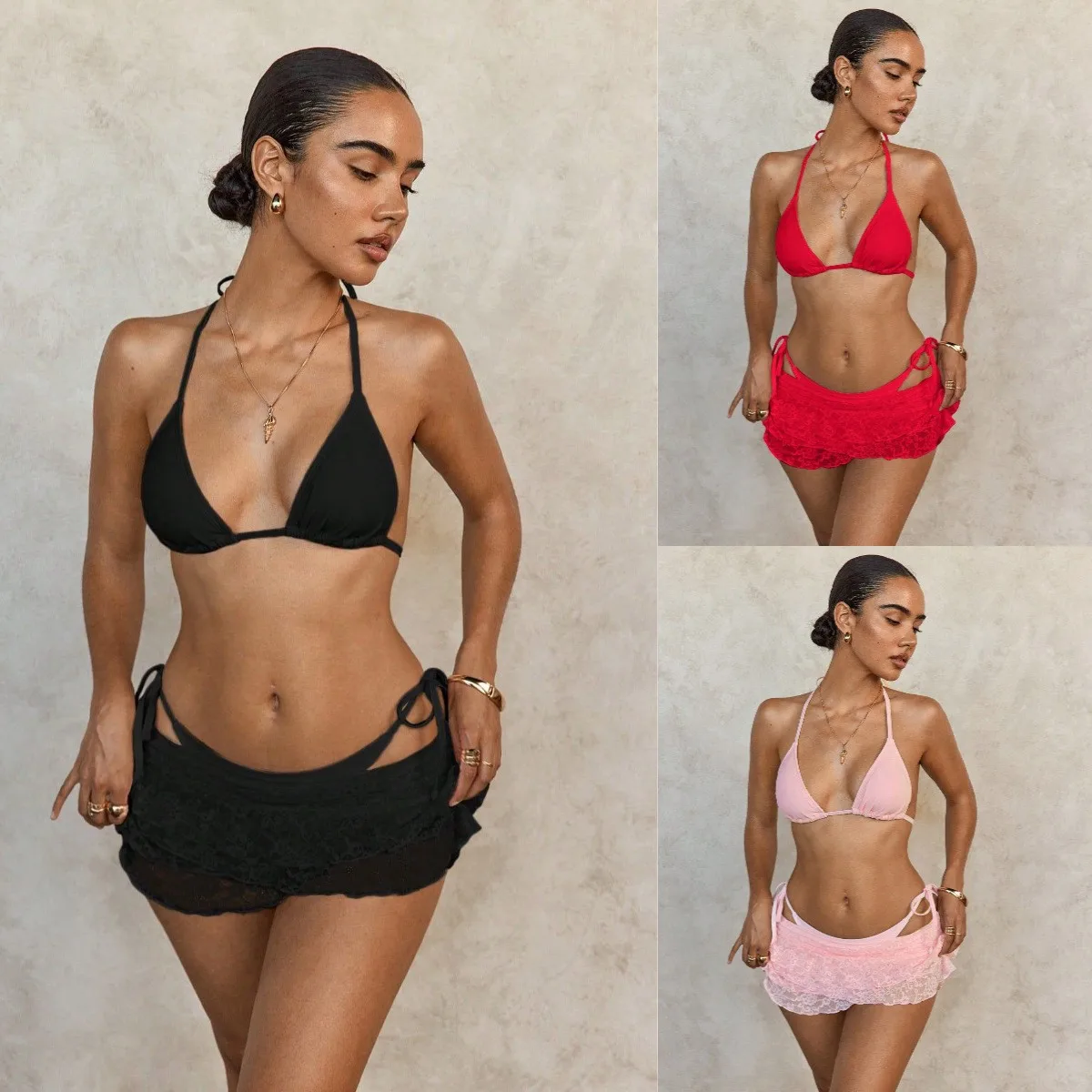 Sexy Women Lingerie Bikini Triangle Top Halter Neck Bikinis Coverup Swimwear Side Cutout Two Piece Swimsuit
Sexy Women Lingerie Bikini Triangle Top Halter Neck Bikinis Coverup Swimwear Side Cutout Two Piece Swimsuit
