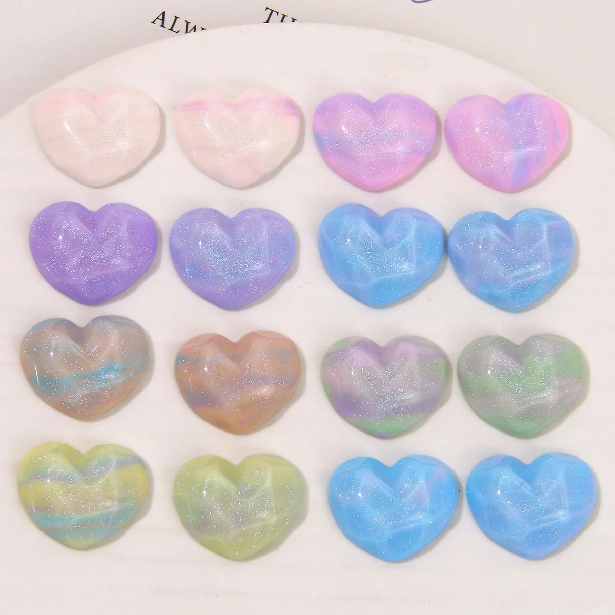 DIY Jewelry Findings 100pcs 21*17mm Flatback Glitter Bling Love Heart Resin Cabochons Ornament Accessories Material
DIY Jewelry Findings 100pcs 21*17mm Flatback Glitter Bling Love Heart Resin Cabochons Ornament Accessories Material