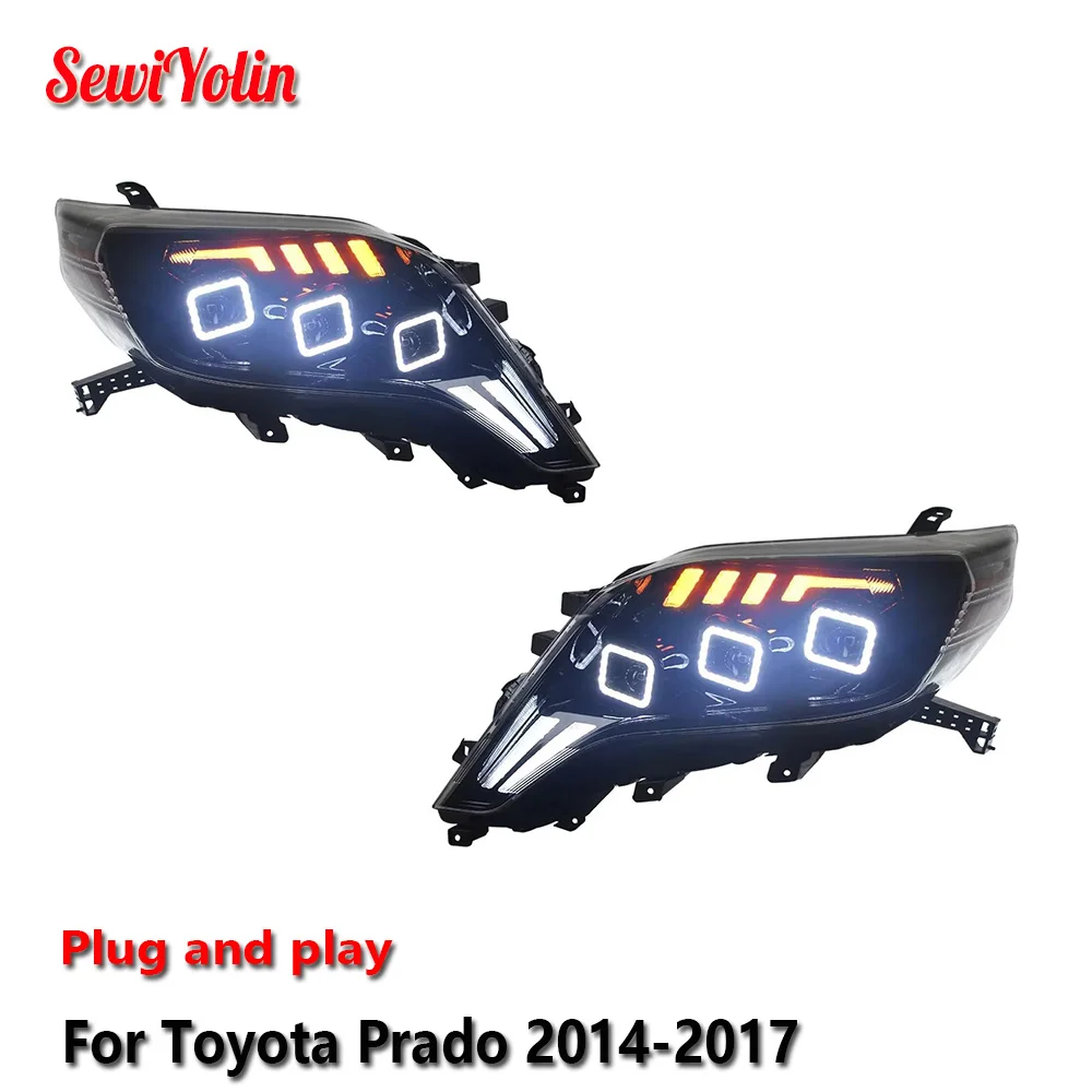 Автомобильные светодиодные фары в сборе для Toyota Prado 2014-2017, авто противотуманные фары DRL, стоп-сигнал, указатель поворота, Plug and Play
Автомобильные светодиодные фары в сборе для Toyota Prado 2014-2017, авто противотуманные фары DRL, стоп-сигнал, указатель поворота, Plug and Play