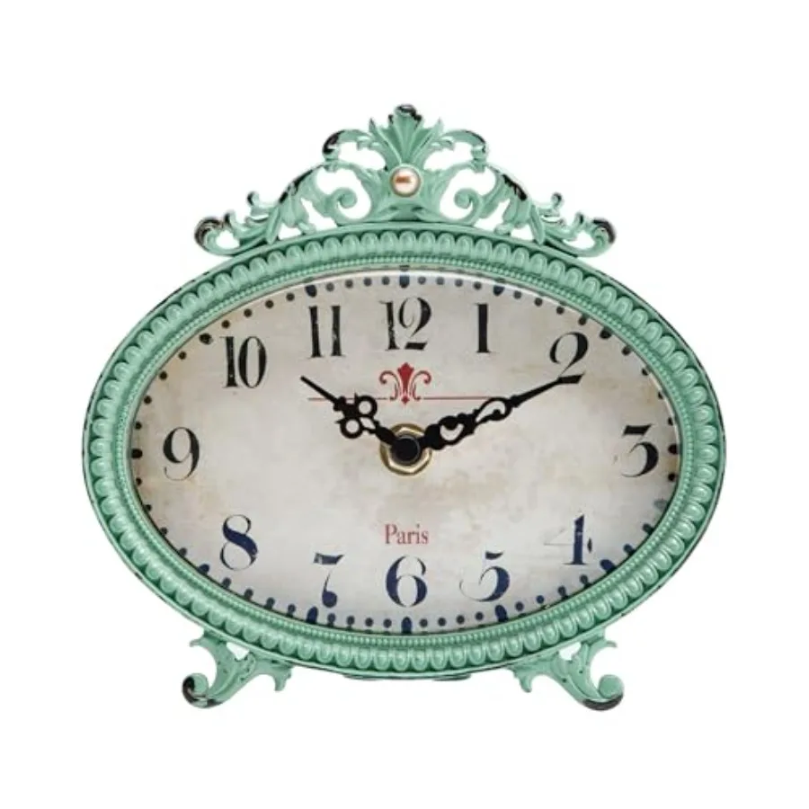 Vintage Table Clock, French Turquoise Color Rococo Style Desk Clock Battery Operated Rustic Design, Home Décor for Living Room,
Vintage Table Clock, French Turquoise Color Rococo Style Desk Clock Battery Operated Rustic Design, Home Décor for Living Room,