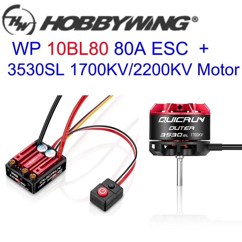 Hobbywing QUICRUN WP 10BL80 2-4S 80A Waterproof ESC Outer 3530SL 1700KV/2200KV Motor for RC Car Model
Hobbywing QUICRUN WP 10BL80 2-4S 80A Waterproof ESC Outer 3530SL 1700KV/2200KV Motor for RC Car Model