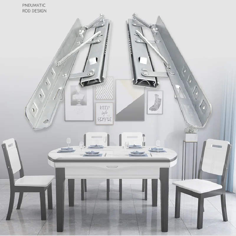 And Round Tables Push-pull Hidden Table Hardware 1 Set Telescopic Dining Table Lift Slides Rails Interchange Between Square