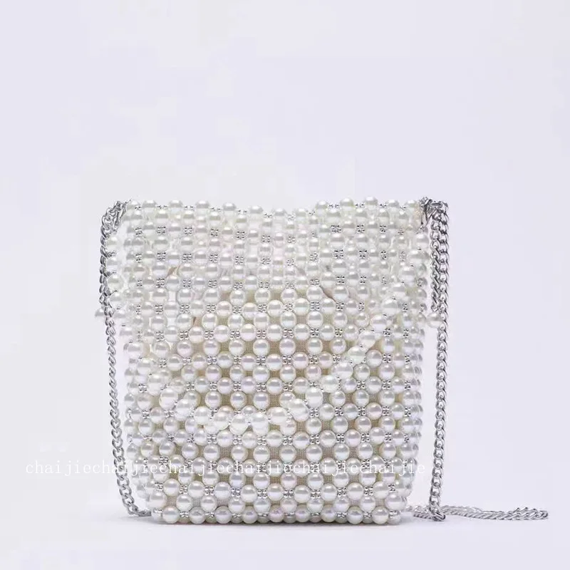 New Pearl Beaded Bag White Beaded Fairy Portable Messenger Bags With Chain Female Purses and Handbags Cross Body Bag Woman
New Pearl Beaded Bag White Beaded Fairy Portable Messenger Bags With Chain Female Purses and Handbags Cross Body Bag Woman