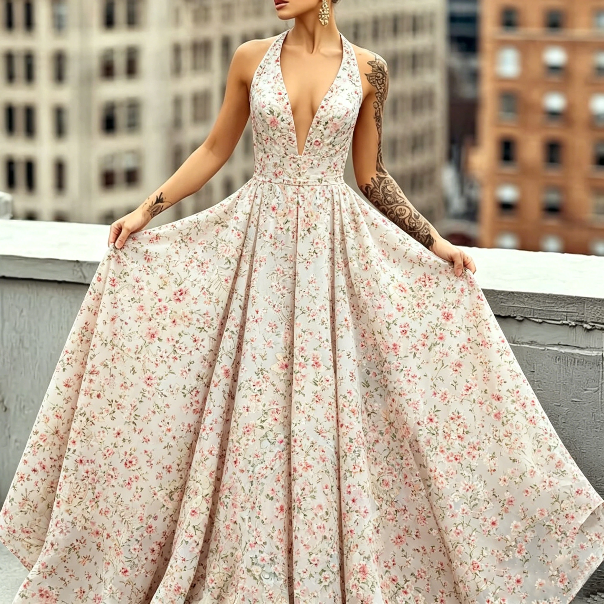 Elegant Ditsy Floral Printed Dress with Classic Chic Vintage Sleeveless A-Line Midi Dress for Formal Casual Occasions Dress
Elegant Ditsy Floral Printed Dress with Classic Chic Vintage Sleeveless A-Line Midi Dress for Formal Casual Occasions Dress