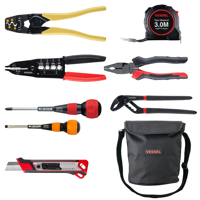 VESSEL DKS-9 Multifunctional 9 in 1 Electrician Essential Tool Kit Professional Hand Tools with Carry Pouch
VESSEL DKS-9 Multifunctional 9 in 1 Electrician Essential Tool Kit Professional Hand Tools with Carry Pouch