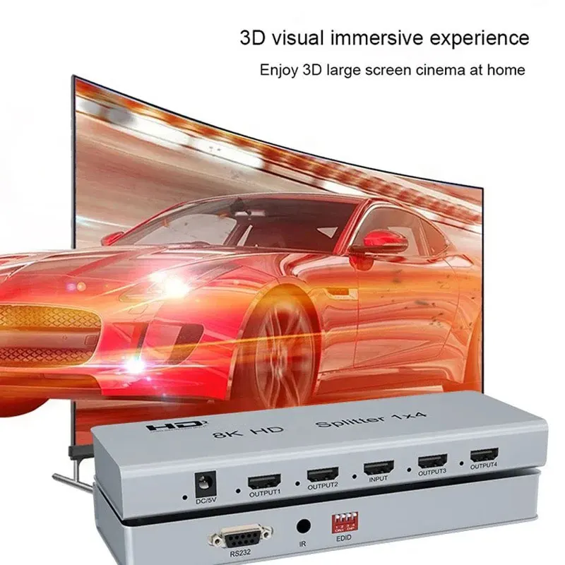 Разветвитель 8K60Hz 1x4 для HDMI 2.1 HDR 3D аудио-видео конвертер 1 в 2 3 4 выхода 4k 8K 1x2 HD разветвитель ПК в телевизор двойной дисплей
Разветвитель 8K60Hz 1x4 для HDMI 2.1 HDR 3D аудио-видео конвертер 1 в 2 3 4 выхода 4k 8K 1x2 HD разветвитель ПК в телевизор двойной дисплей