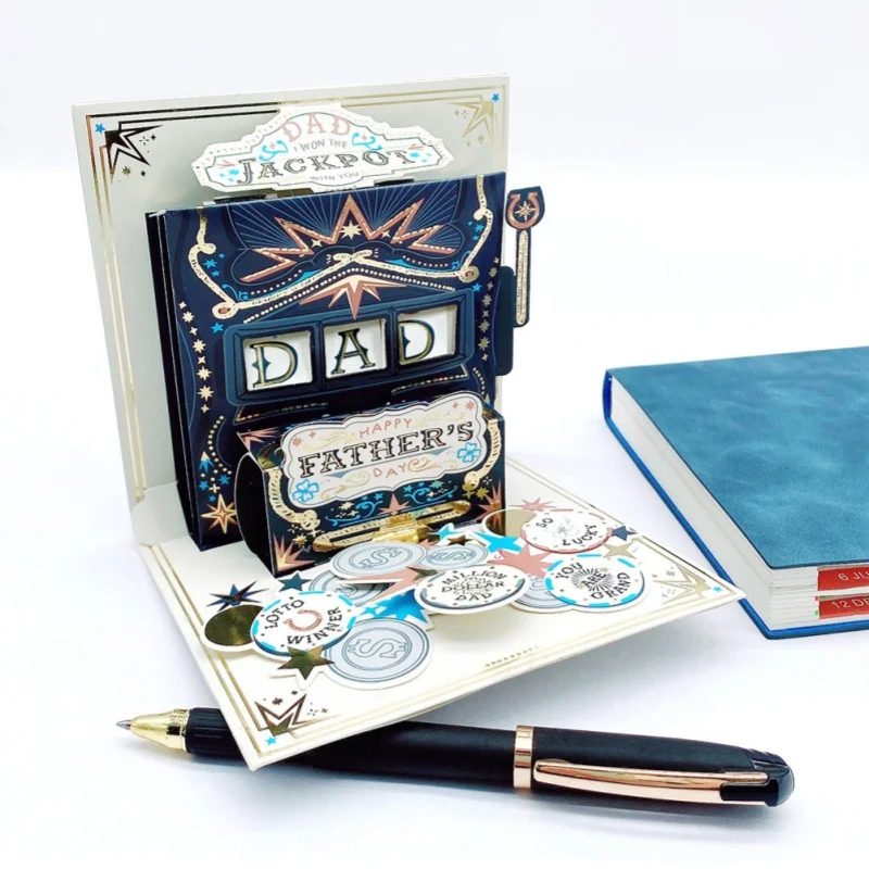 Father's Day Pop-Up Card with Moving Letters Gift-Box-Shaped Card with Gold Foil Stamping and Mechanically Moving Letters Gifts
Father's Day Pop-Up Card with Moving Letters Gift-Box-Shaped Card with Gold Foil Stamping and Mechanically Moving Letters Gifts