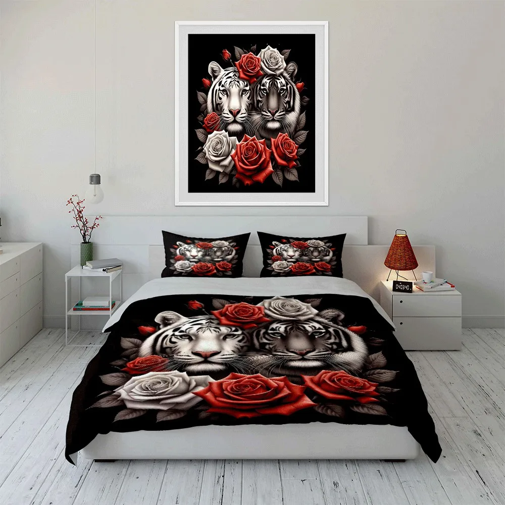 "Elegant Tiger and Rose theme printed bedding set" Exquisite three-piece bedding set gift for kids and adults
"Elegant Tiger and Rose theme printed bedding set" Exquisite three-piece bedding set gift for kids and adults