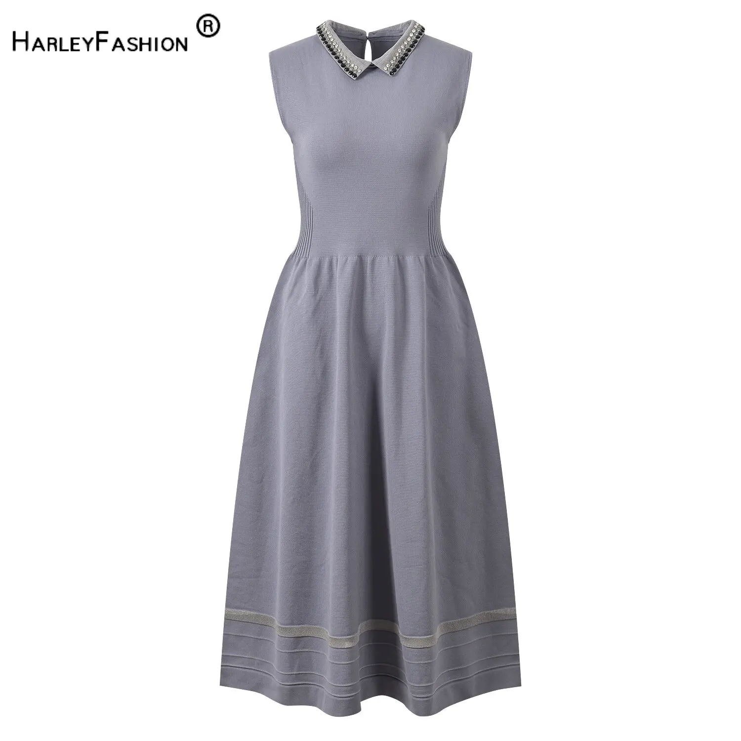2026 Summer New Arrival Lady Elegant Style Beading Turn-down Collar Sleeveless Stripe Hem Wear Women Knit A-line Midi Dress
2026 Summer New Arrival Lady Elegant Style Beading Turn-down Collar Sleeveless Stripe Hem Wear Women Knit A-line Midi Dress