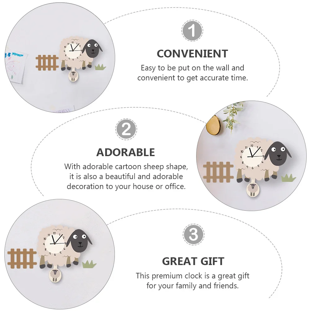 Stylish Cartoon Hanging Clock Sheep Shape Silent Movement Great for Bedroom Kitchen Dining Room Decorative Timepiece
Stylish Cartoon Hanging Clock Sheep Shape Silent Movement Great for Bedroom Kitchen Dining Room Decorative Timepiece