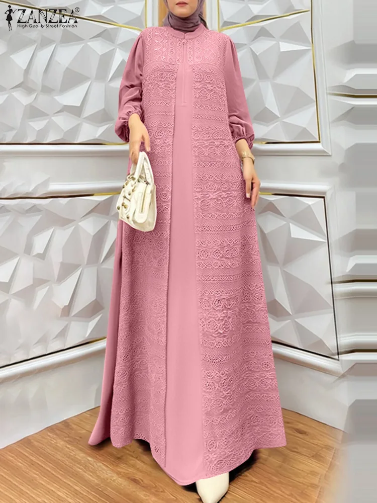 ZANZEA Lace Overlay Modest Fashion Abaya Robes Women Islamic Muslim Lantern Sleeve Maxi Dresses Hijab Loose Elegant Vestidos
ZANZEA Lace Overlay Modest Fashion Abaya Robes Women Islamic Muslim Lantern Sleeve Maxi Dresses Hijab Loose Elegant Vestidos