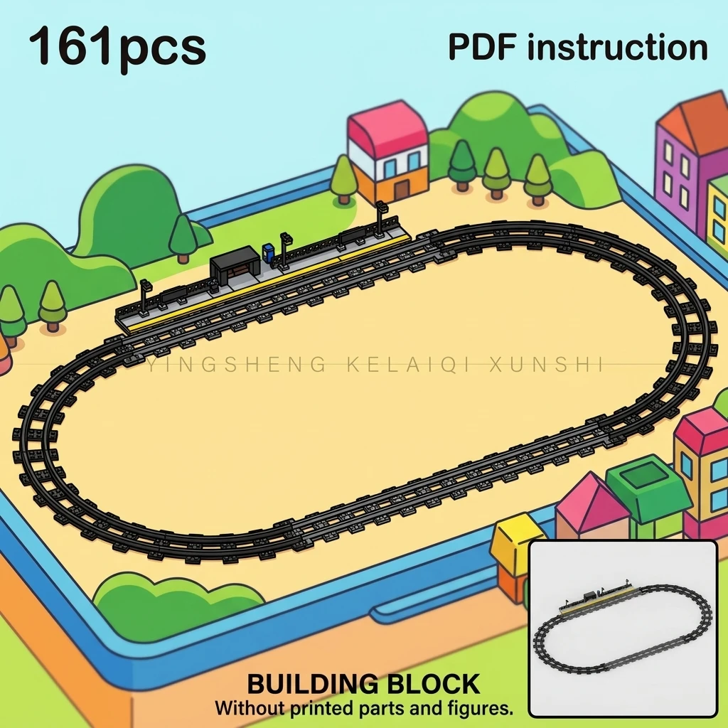 MOC Railway Train Track Loop Expansion Pack Building Blocks Classic Station Platform Diorama Accessory Brick Set Adult
MOC Railway Train Track Loop Expansion Pack Building Blocks Classic Station Platform Diorama Accessory Brick Set Adult