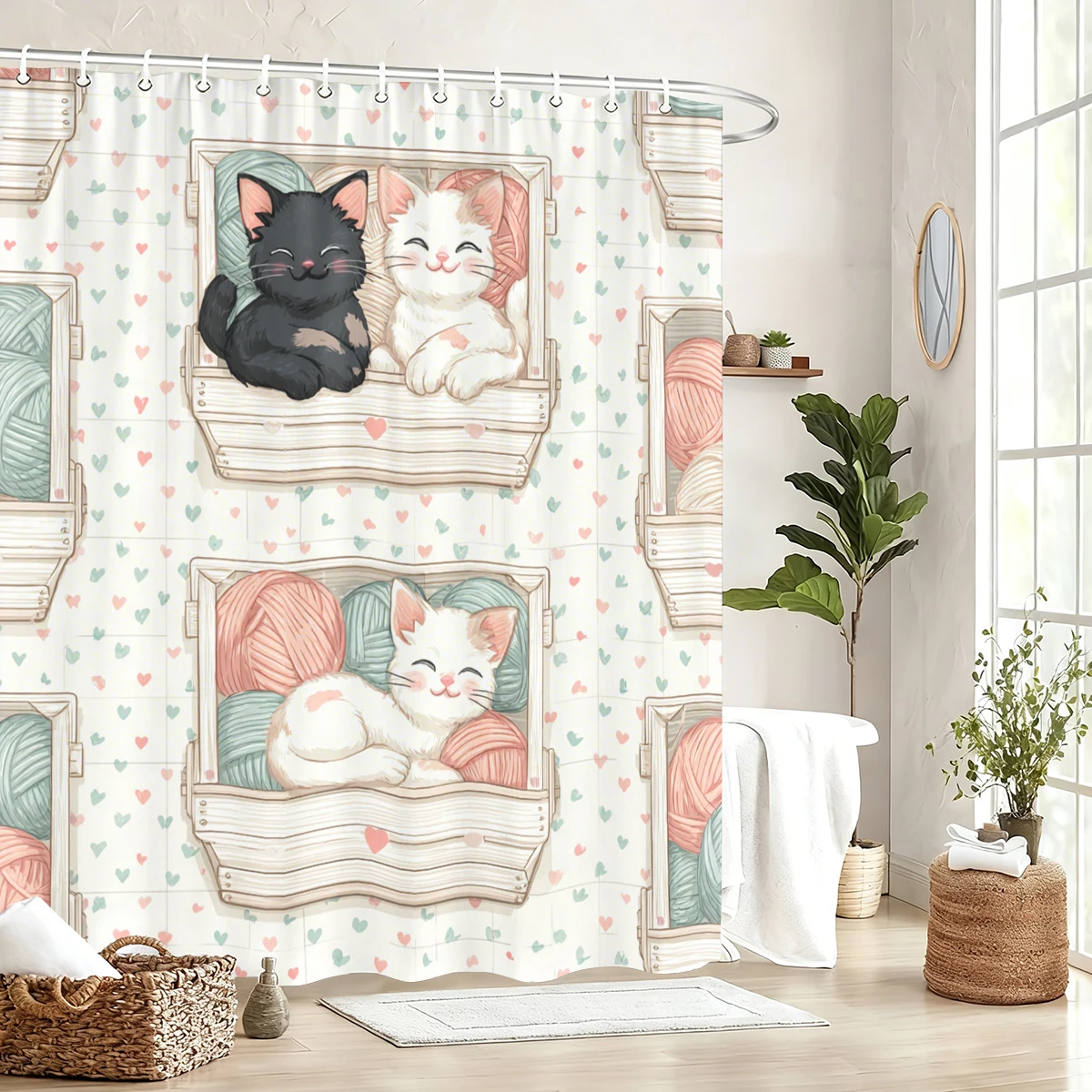 Cute Cartoon Cat Pattern Polyester Shower Curtain - Lovely Bath Curtain, Decorative Bathroom Linen for Home
Cute Cartoon Cat Pattern Polyester Shower Curtain - Lovely Bath Curtain, Decorative Bathroom Linen for Home