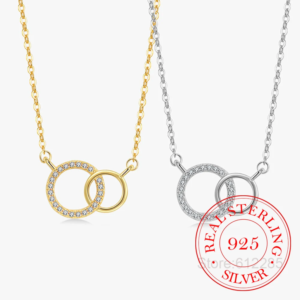 925 Sterling Silver Jewelry Crystal Double Rings Necklace Pendant for Women Thanksgiving Day and Mother's Day Wedding Party Gift
925 Sterling Silver Jewelry Crystal Double Rings Necklace Pendant for Women Thanksgiving Day and Mother's Day Wedding Party Gift