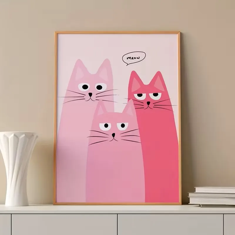 Cute Pink Cat Murals, Room Decorations, College-style Prints, Modern and Simple Cat Family Canvas Posters for Home Decoration
Cute Pink Cat Murals, Room Decorations, College-style Prints, Modern and Simple Cat Family Canvas Posters for Home Decoration