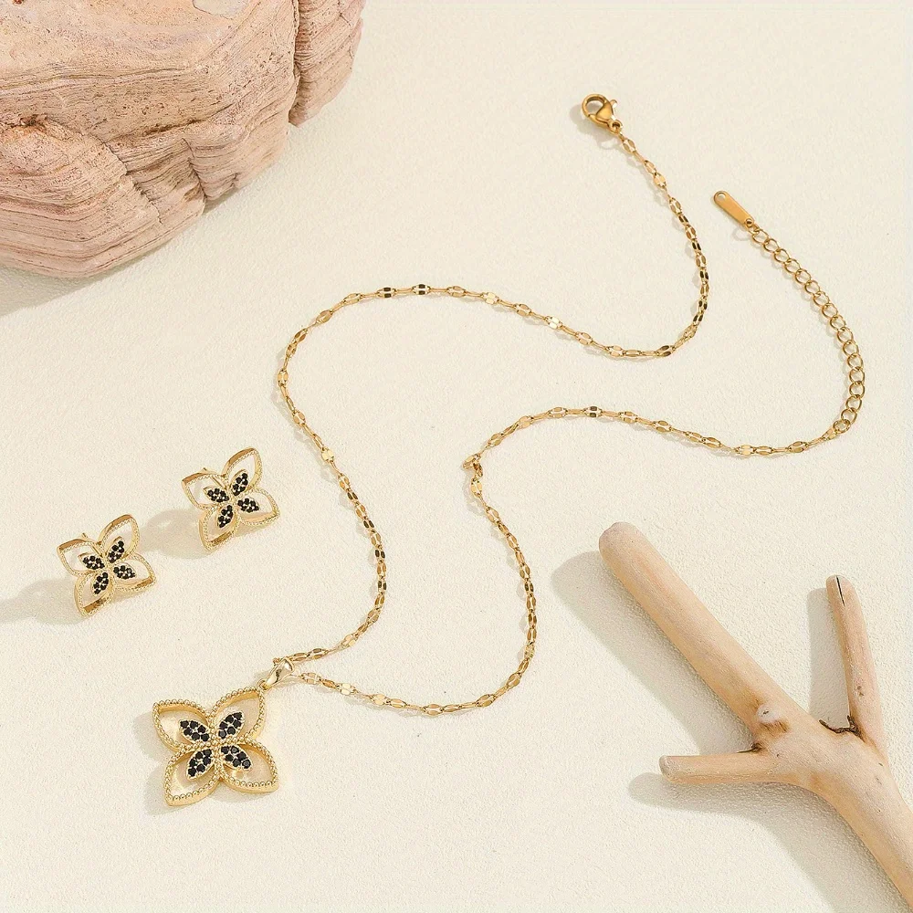 Four-Leaf Flower Necklace Earrings Jewelry Set Sweet Romantic Lucky Set Gift For Girls Valentine's Day Christmas
Four-Leaf Flower Necklace Earrings Jewelry Set Sweet Romantic Lucky Set Gift For Girls Valentine's Day Christmas