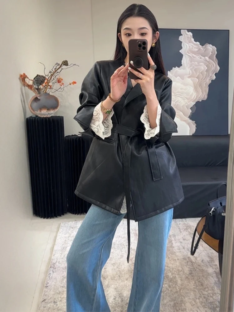 Retro Black Leather Jacket Women's Loose Lazy Style Spring Autumn New Arrival Premium Feel Upper Body PU Leather Coat
Retro Black Leather Jacket Women's Loose Lazy Style Spring Autumn New Arrival Premium Feel Upper Body PU Leather Coat