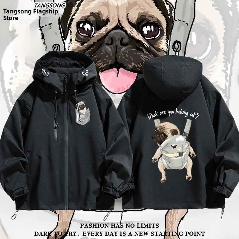 Bue Dog Owner Cartoon Jaet Men's Women's American Sle Windproof Long Sve Coat Casual Faionable Hooded Zipper ket
Bue Dog Owner Cartoon Jaet Men's Women's American Sle Windproof Long Sve Coat Casual Faionable Hooded Zipper ket