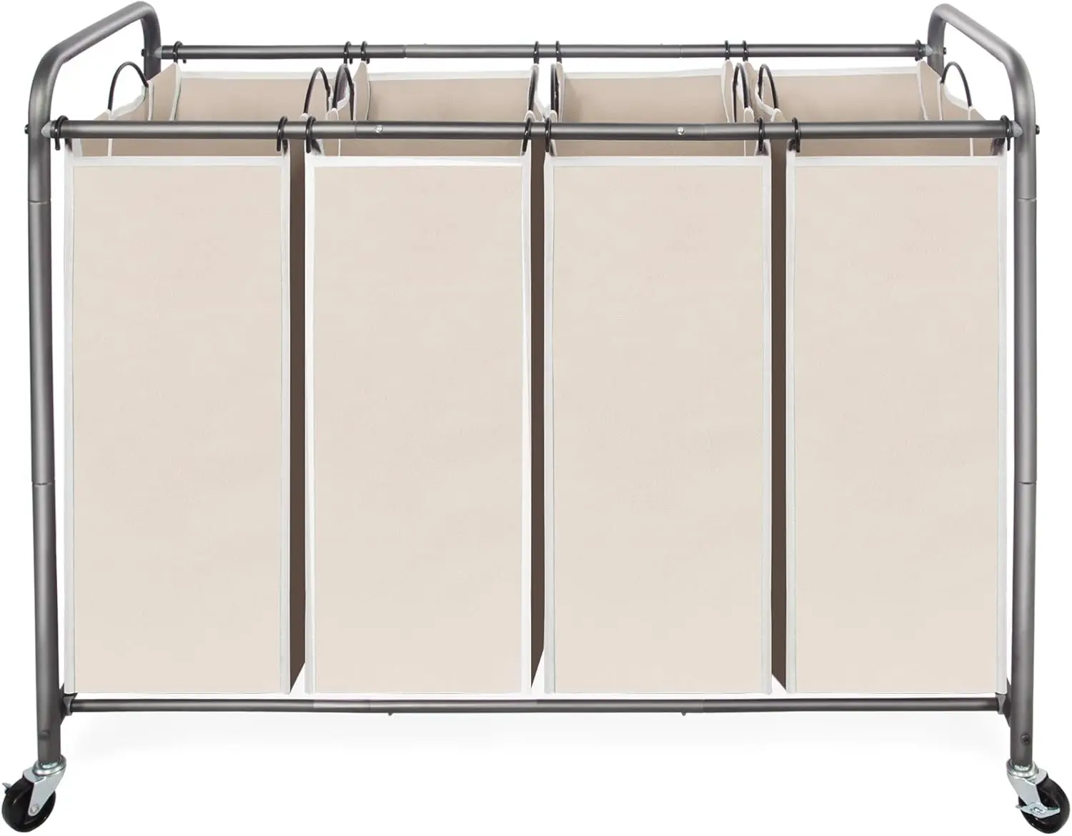 Laundry Sorter 4 Section with 4 Removable Bags, Rolling Clothes Hamper Cart with Lockable Wheels for Bedroom Closet, Beige
Laundry Sorter 4 Section with 4 Removable Bags, Rolling Clothes Hamper Cart with Lockable Wheels for Bedroom Closet, Beige